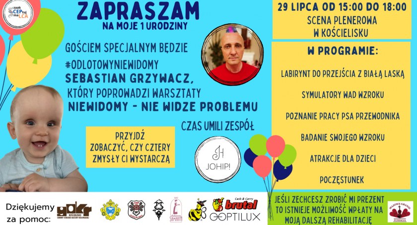 Pomoc charytatywna, Zaproszenie pierwsze urodziny Wojtusia - zdjęcie, fotografia