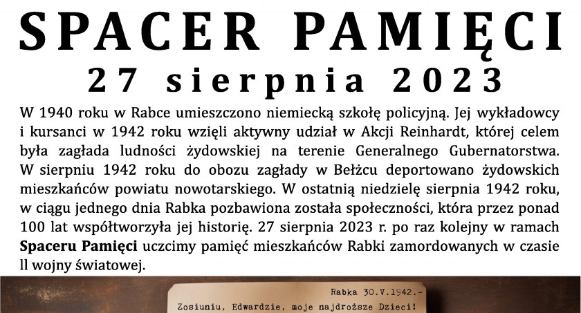 Historia i pamięć, Zaproszenie Spacer Pamięci - zdjęcie, fotografia