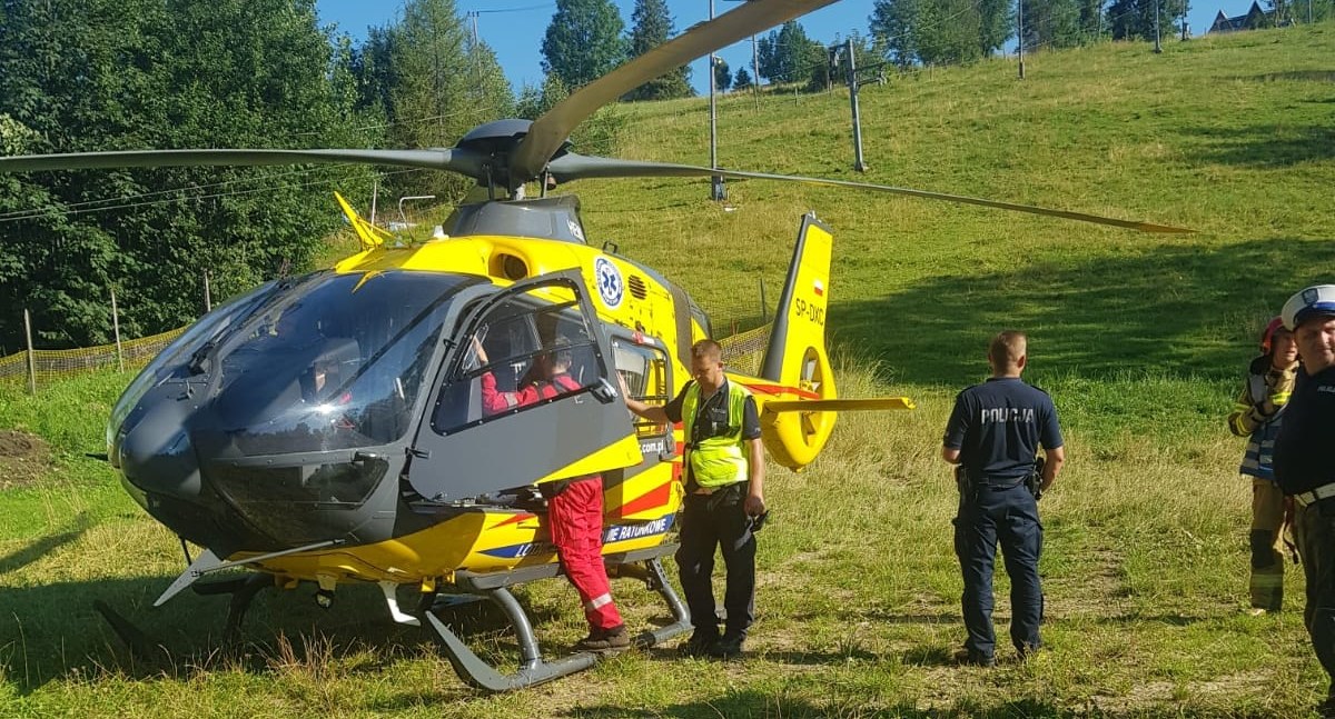 Wypadek motocyklistów na stoku  -Fot. KP PSP Zakopane