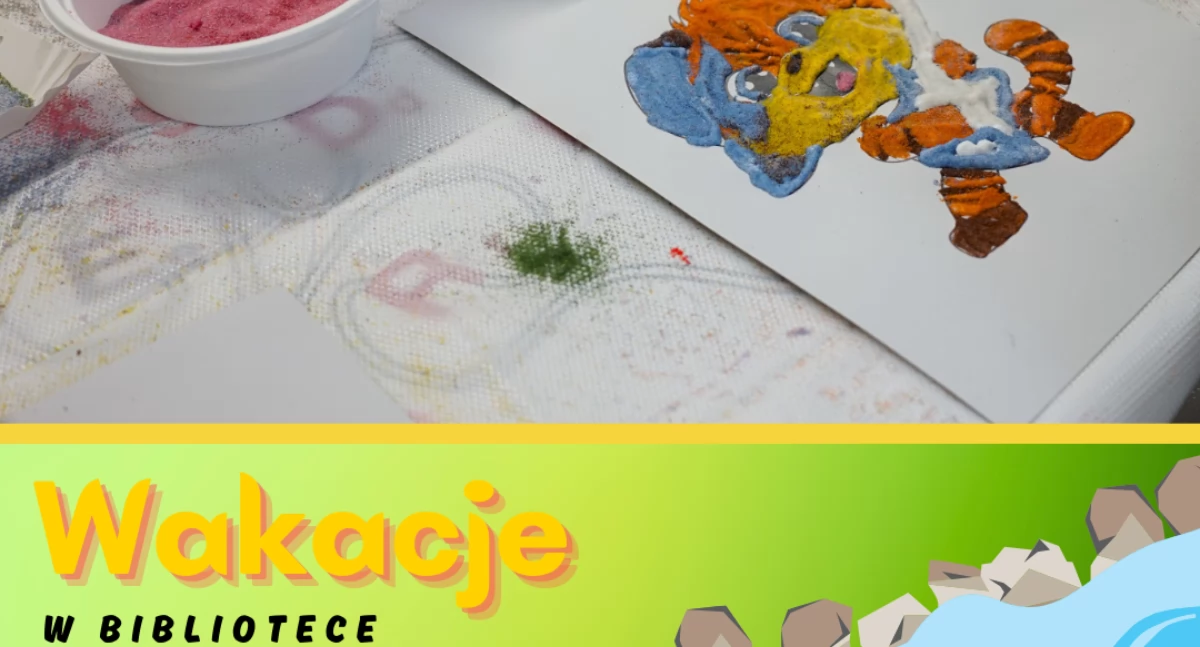 Edukacja, „Malowanie piaskiem” Letnie Zajęcia Bibliotece - zdjęcie, fotografia