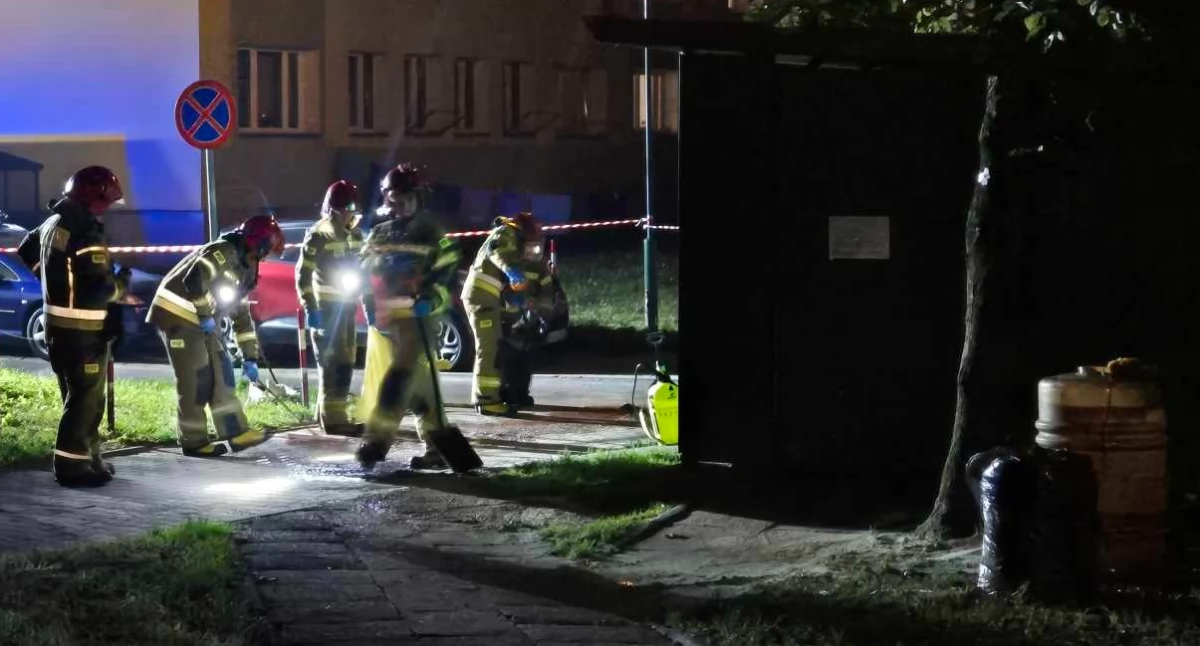 Zagrożenia miejscowe, Beczki nieznaną substancją śmietniku interweniowali strażacy - zdjęcie, fotografia