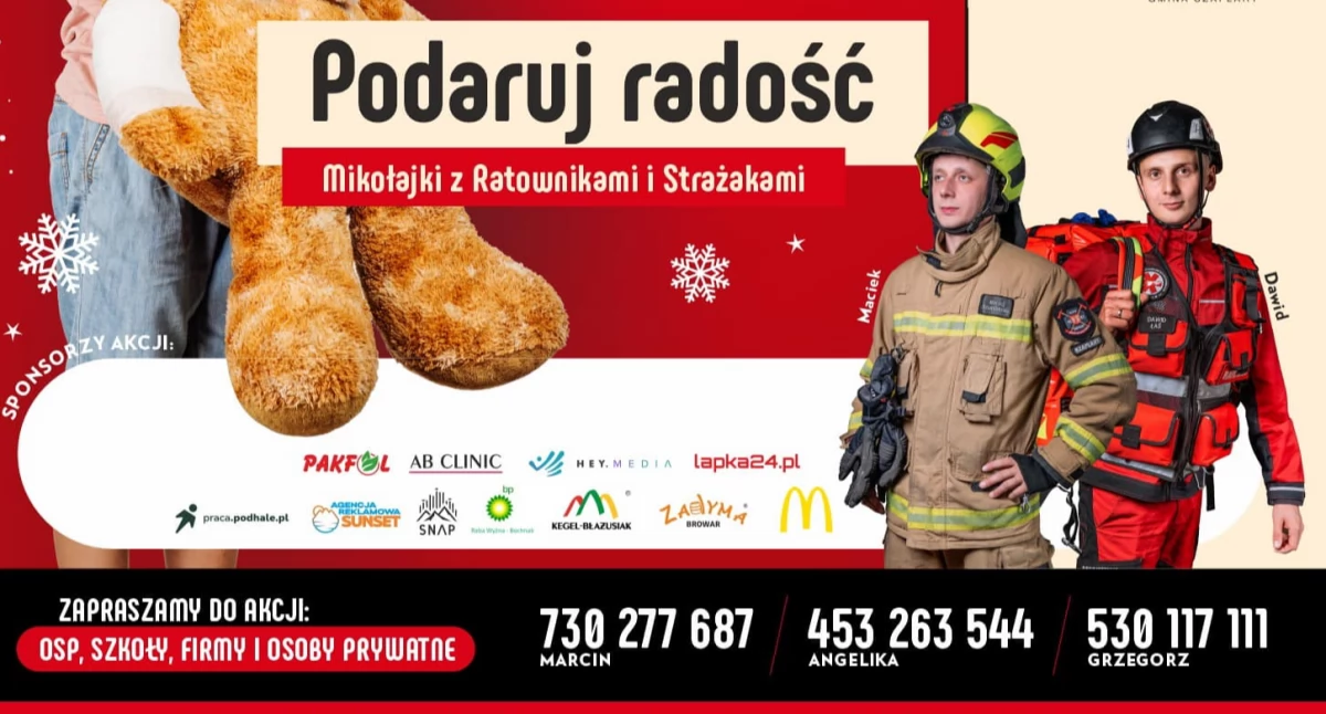 Pomoc charytatywna, Podaruj Radość Mikołajki Ratownikami Strażakami akcja pomocy najmłodszych - zdjęcie, fotografia