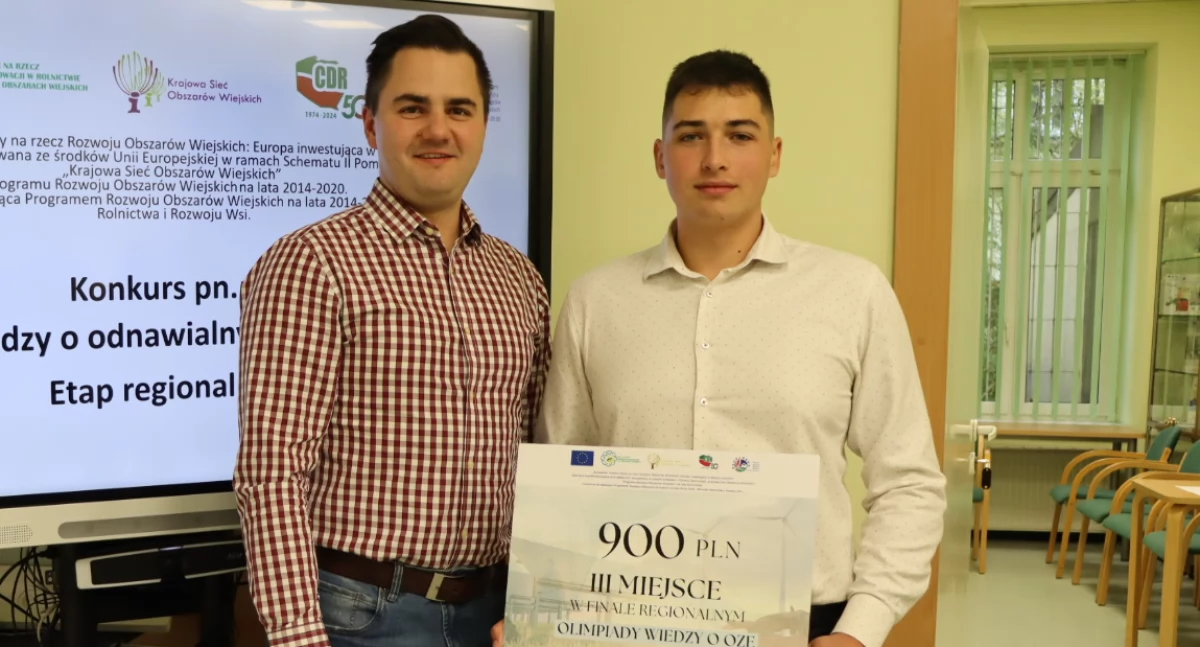 Edukacja, Sukces Mateusza Fudali ucznia ZSCKR w Olimpiadzie Wiedzy Odnawialnych Źródłach Energii - zdjęcie, fotografia