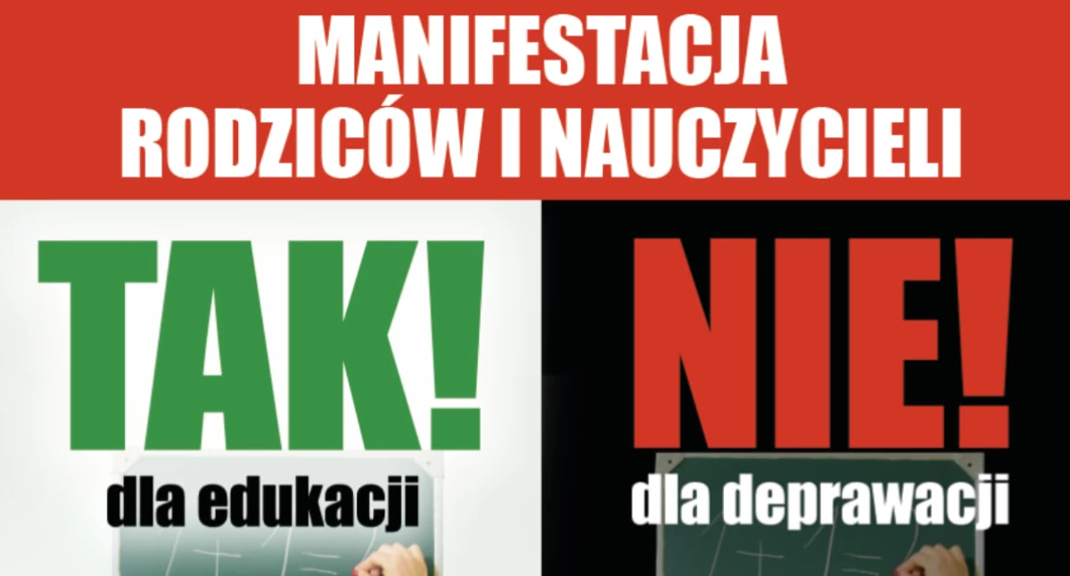 Polityka, Manifestacja rodziców nauczycieli obywateli Nowym Targu edukacji deprawacji - zdjęcie, fotografia