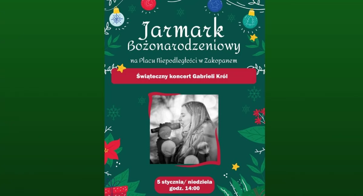 Koncerty, Koncert Gabrieli Król podczas Jarmarku Bożonarodzeniowego Zakopanem - zdjęcie, fotografia