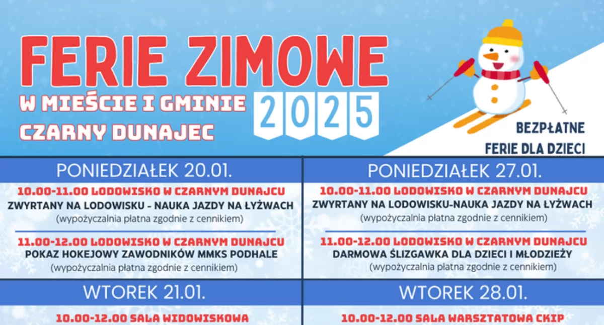 Imprezy , Bezpłatne ferie zimowe Mieście Gminie Czarny Dunajec zimowa przygoda każdego! - zdjęcie, fotografia