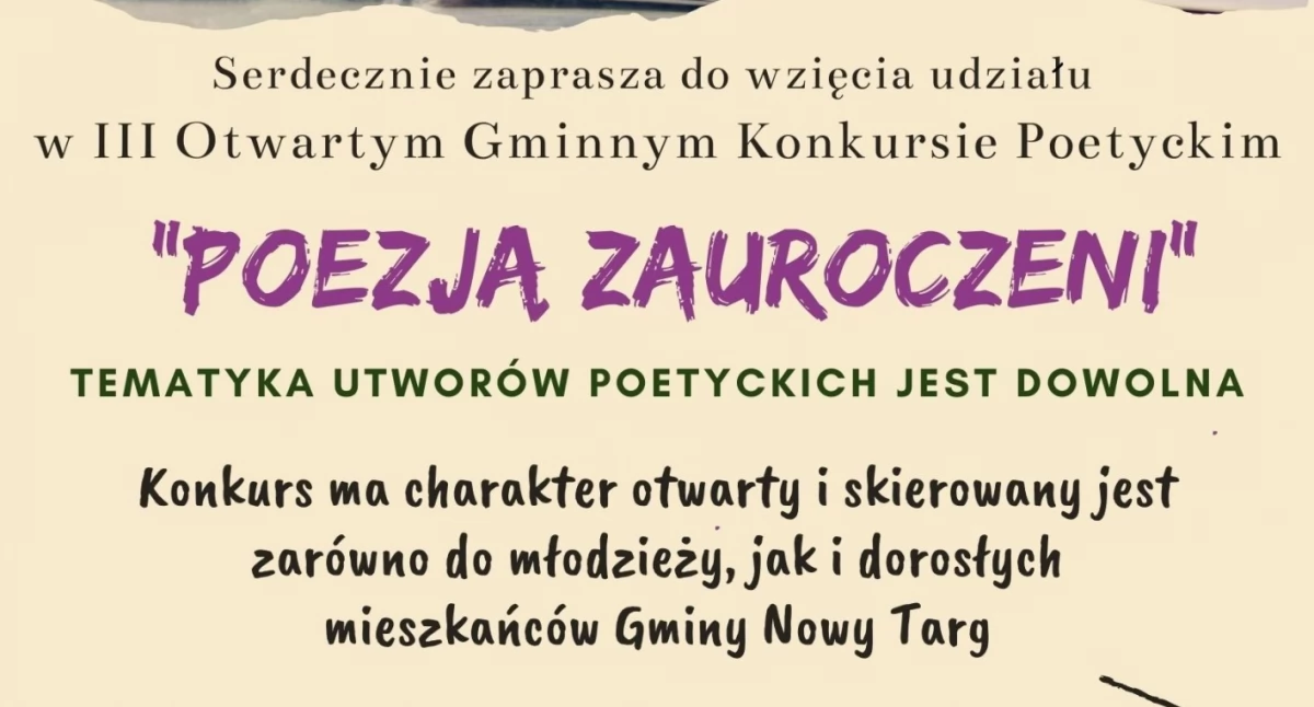 Konkursy, Zaproszenie udziału Otwartym Gminnym Konkursie Poetyckim - zdjęcie, fotografia