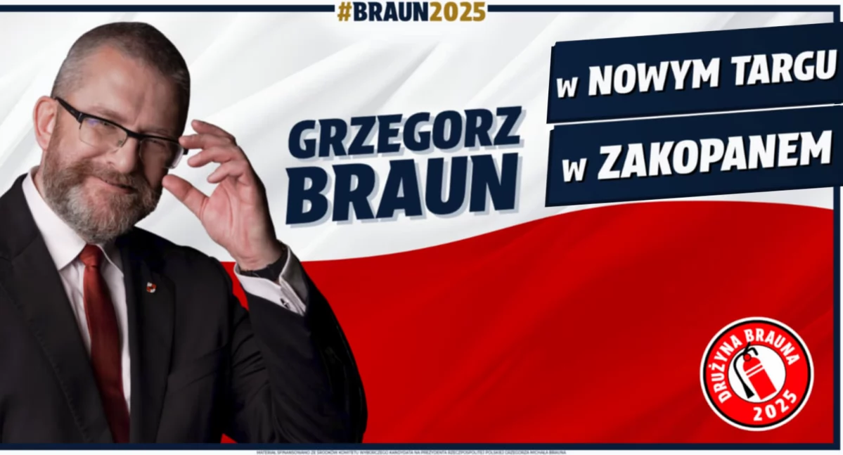 Polityka, Grzegorz Braun Podhalu spotkania wyborcami Nowym Targu Zakopanem - zdjęcie, fotografia