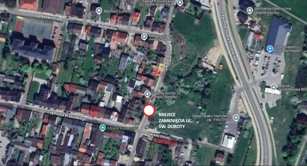 Drogi, Czasowe zamknięcie Doroty Nowym Targu - zdjęcie, fotografia