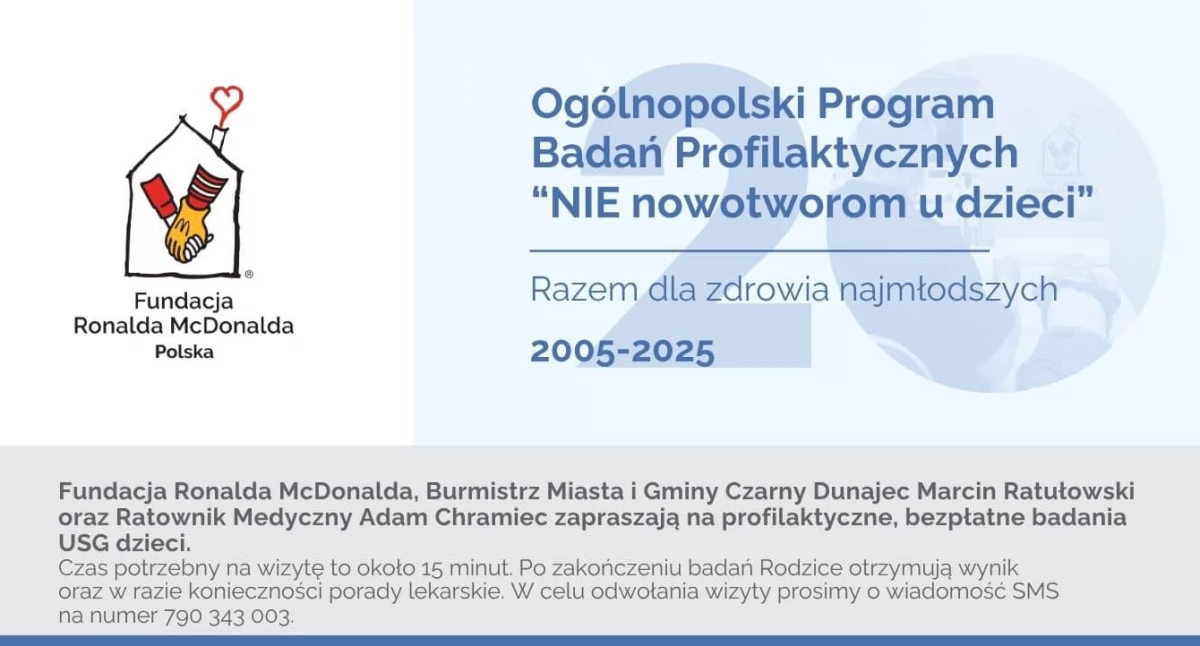 Zdrowie, Dzieci opieką specjalistów rusza kolejna edycja bezpłatnych badań w ramach ogólnopolskiej akcji „Nie nowotworom dzieci” ternie Miasta Gminy Czarny Dunajec - zdjęcie, fotografia