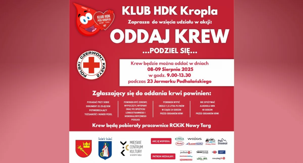 Pomoc charytatywna, Oddaj podczas Jarmarku Podhalańskiego Nowym Targu dołącz akcji Klubu Kropla - zdjęcie, fotografia
