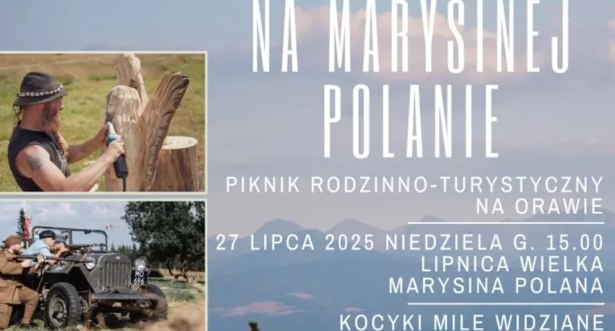 Festyny i pikniki, Rodzinny piknik finał pleneru rzeźbiarskiego Marysinej Polanie Lipnicy Wielkiej - zdjęcie, fotografia