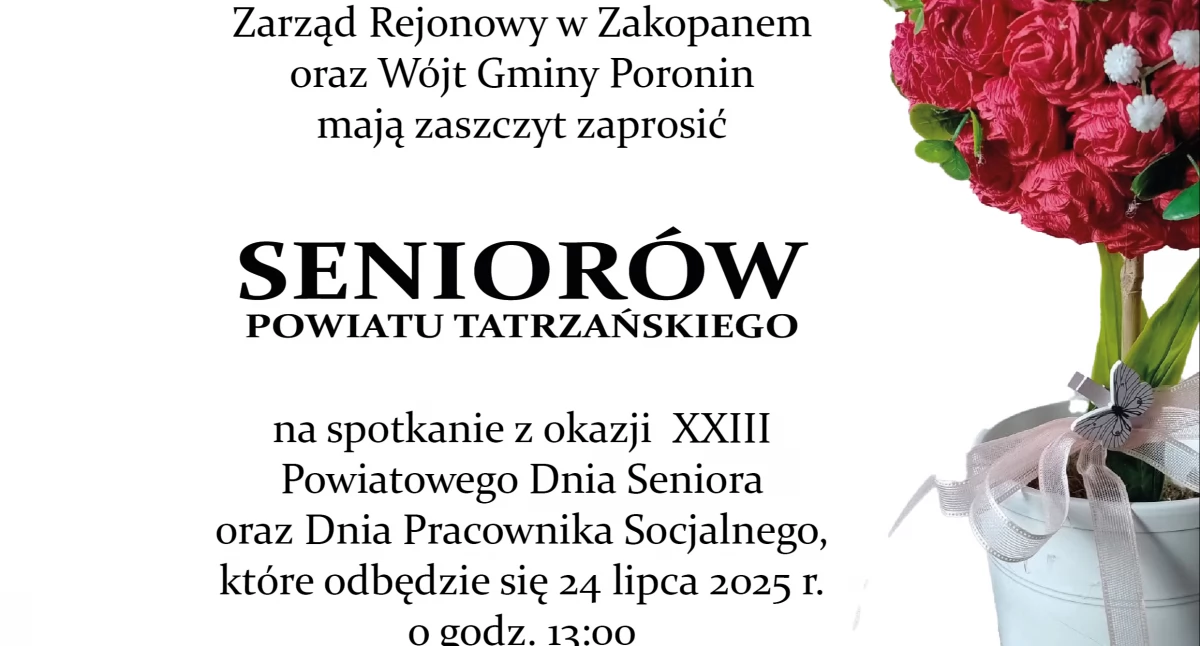 Seniorzy, Zaproszenie XXIII Powiatowy Dzień Seniora Dzień Pracownika Socjalnego - zdjęcie, fotografia