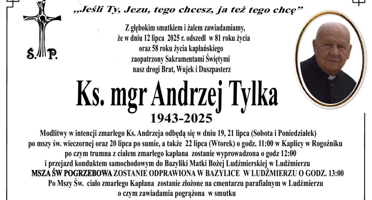 Odeszli, Zmarł Andrzej Tylka duszpasterz pochodzący Rogoźnika  - zdjęcie, fotografia