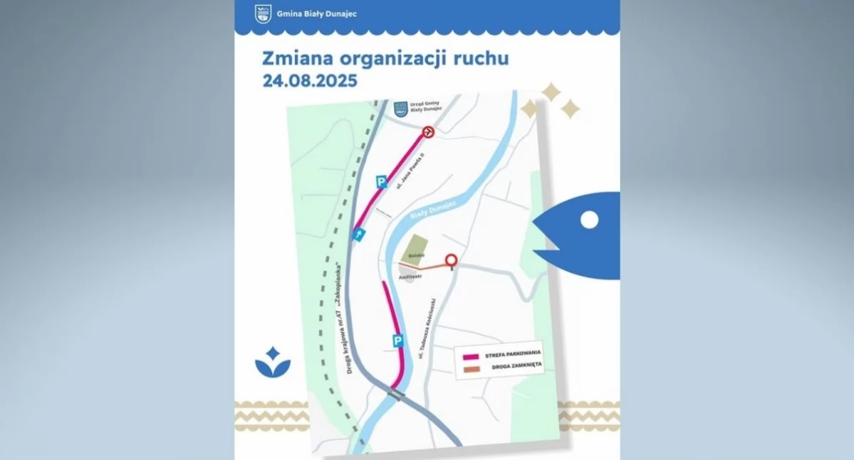 Drogi, Zmiana organizacji ruchu podczas Pstrąga Białym Dunajcu - zdjęcie, fotografia
