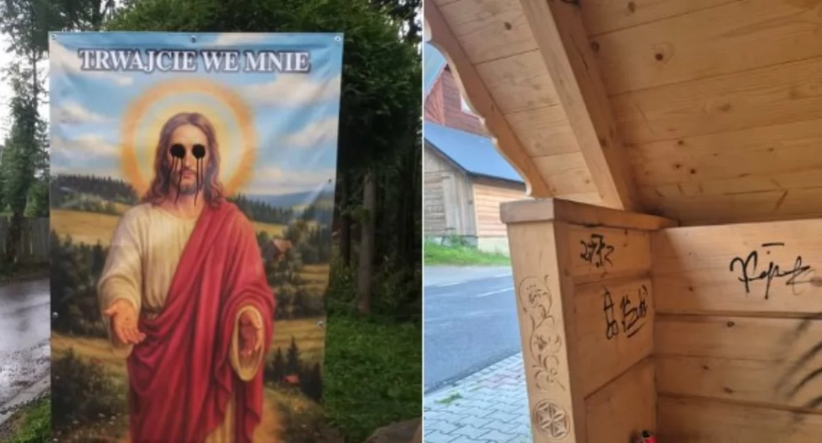 Sprawy lokalne, Znieważył wizerunek Jezusa Chrystusa zniszczył przystanek sprawca soboty - zdjęcie, fotografia