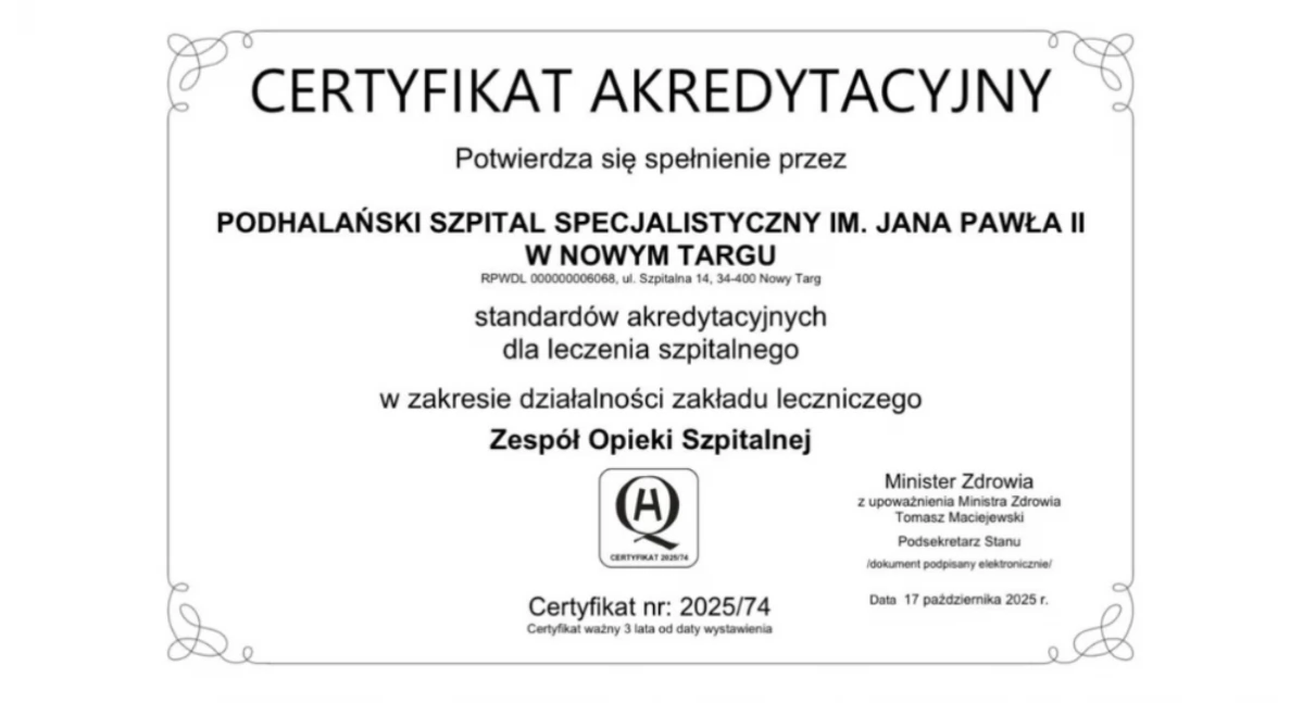 Fot. Podhalański Szpital Specjalistyczny w Nowym Targu