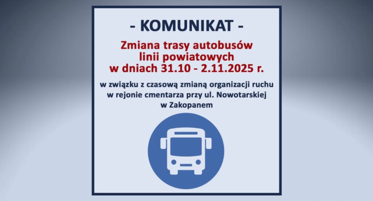Sprawy lokalne, Zmiana trasy autobusów linii powiatowych dniach - zdjęcie, fotografia