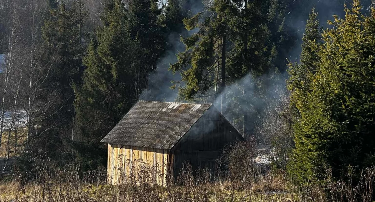 Pożary, Pożar drewnianej szopy Łopusznej strażacy szybko opanowali zagrożenie - zdjęcie, fotografia