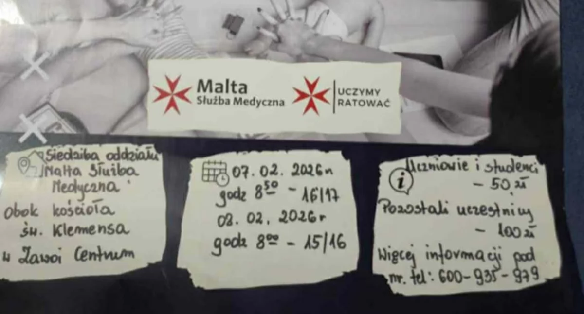 Zdrowie, Rusza kolejna edycja kursu pierwszej pomocy organizowana przez Maltę Służbę Medyczną oddział Sucha Beskidzka - zdjęcie, fotografia