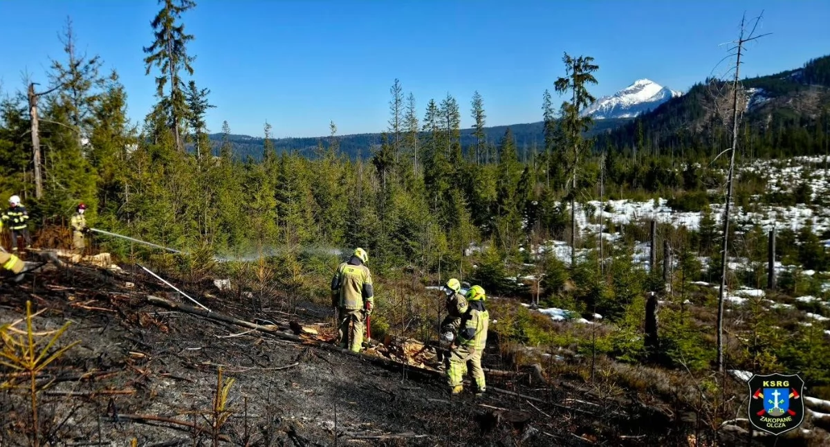 Pożary, Akcja strażacka Murzasichlu pożar trawy sąsiedztwie zabudowań - zdjęcie, fotografia