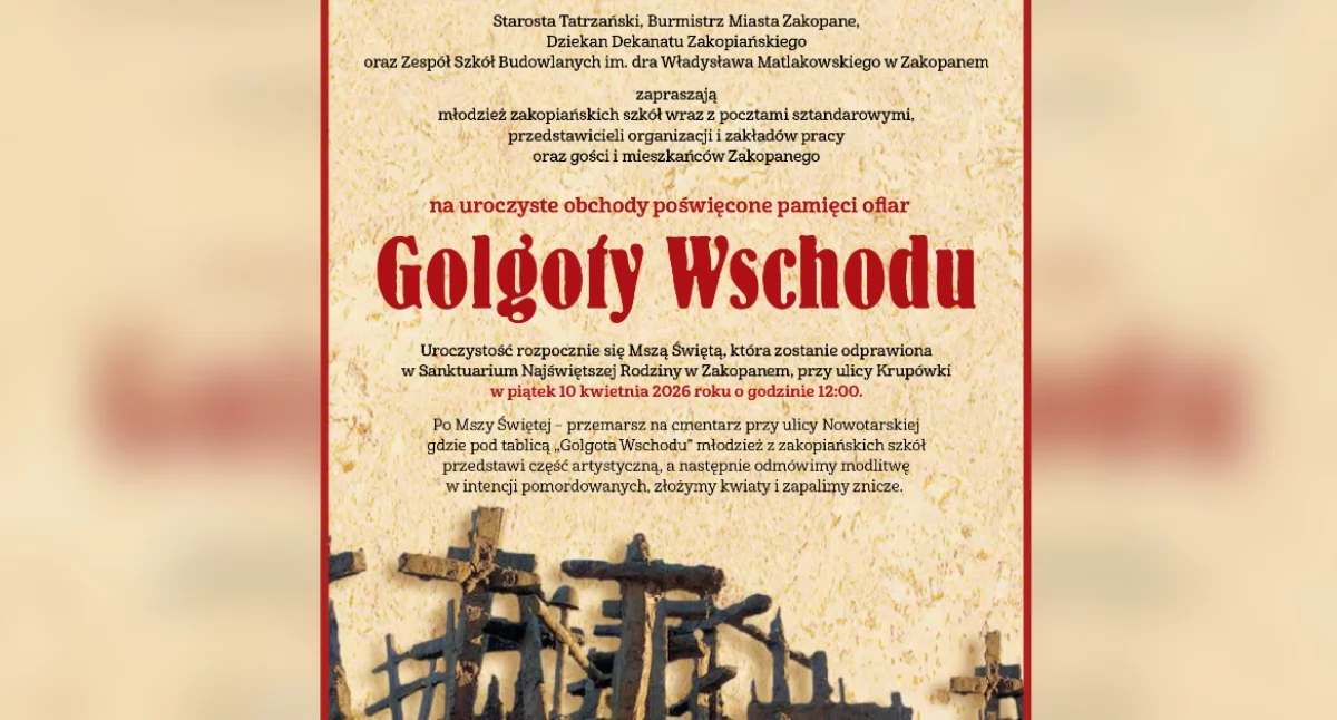 Historia i pamięć, Zakopane uczci pamięć ofiar Golgoty Wschodu Młodzież mieszkańcy władze spotkają wspólnej modlitwie - zdjęcie, fotografia