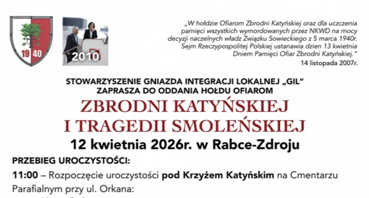 Historia i pamięć, Pamięć która wciąż łączy Rabka Zdrój hołd ofiarom Katynia Smoleńska - zdjęcie, fotografia