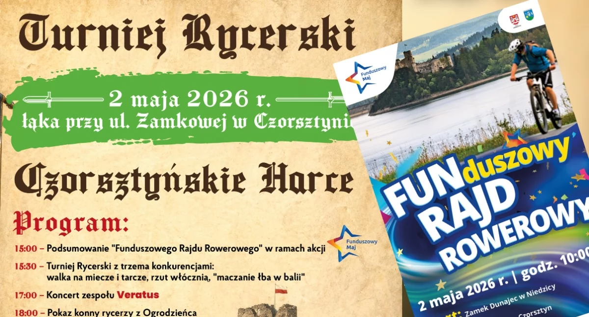 Festyny i pikniki, Rycerze muzyka rowery Jeziorem Czorsztyńskim Majówka Czorsztynie zapowiada wyjątkowo - zdjęcie, fotografia