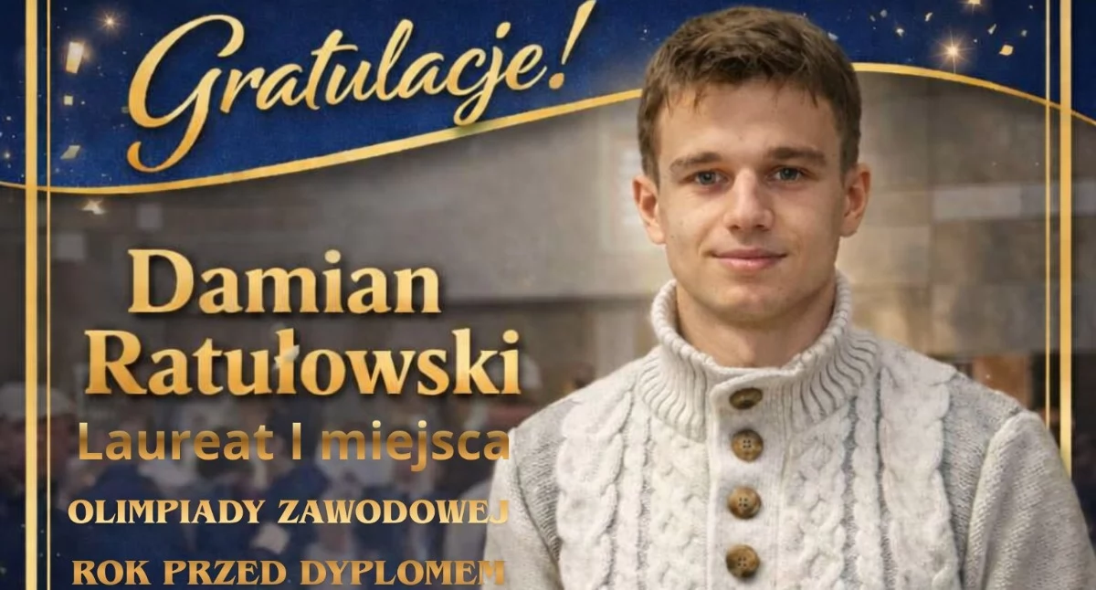 Edukacja, Sukces ucznia Budowlanki Damiana Ratułowskiego - zdjęcie, fotografia
