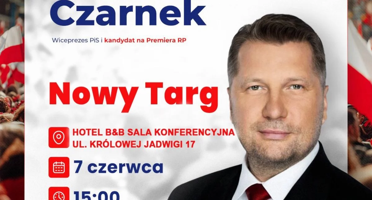 Polityka, Zmiana miejsca spotkania Przemysławem Czarnkiem Nowym Targu polityk spotka mieszkańcami Podhala Hotelu - zdjęcie, fotografia