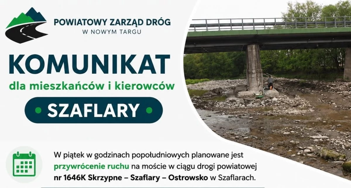 Drogi, piątek otworzą Szaflarach Kierowcy wrócą trasę utrudnienia pozostaną - zdjęcie, fotografia