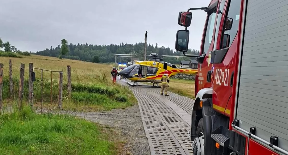 Akcje ratunkowe, Dziecko wymagało pilnej pomocy śmigłowcem przetransportowane szpitala  - zdjęcie, fotografia