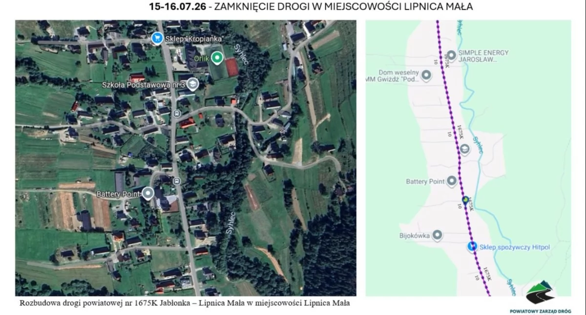 Drogi, Lipnica Mała zamkną drogę powiatową kierowców czekają utrudnienia - zdjęcie, fotografia