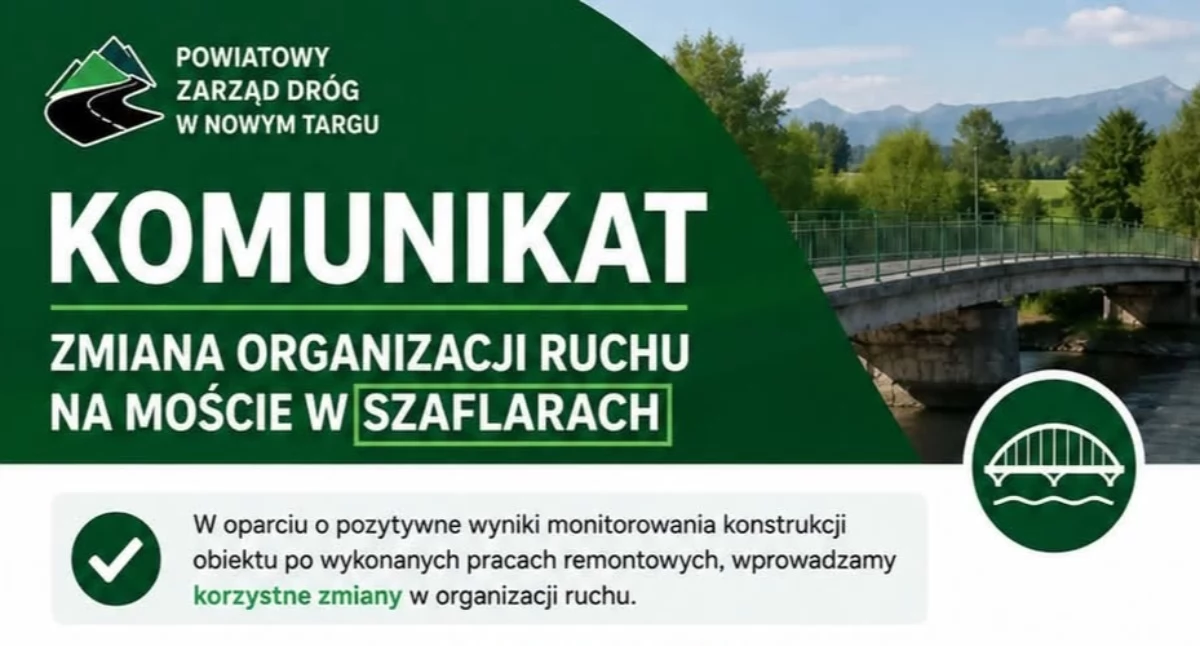 Sprawy lokalne, Zmiany moście Szaflarach Kierowcy mogą przejechać wyższymi pojazdami - zdjęcie, fotografia