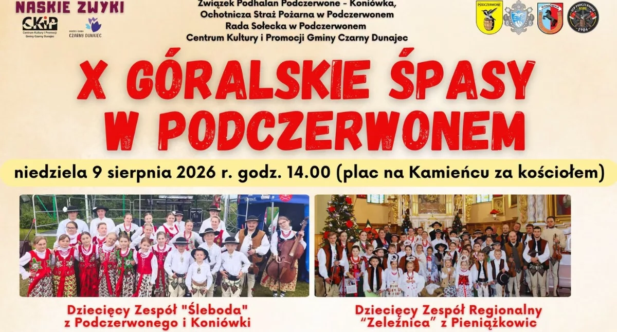 Festyny i pikniki, Góralskie Śpasy Podczerwonem sierpnia folklor pokazy koncert zabawa białego - zdjęcie, fotografia