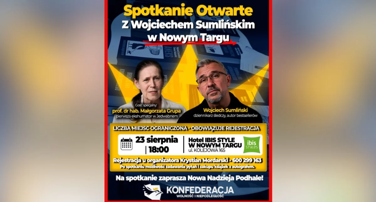 Spotkania, Wojciech Sumliński Małgorzata Grupa spotkają mieszkańcami Nowego Targu - zdjęcie, fotografia