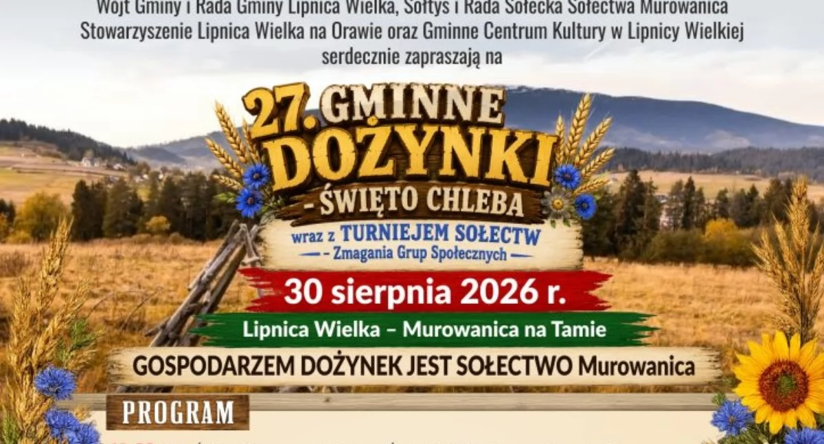 Festyny i pikniki, Dożynki Lipnicy Wielkiej Będzie Święto Chleba Turniej Sołectw - zdjęcie, fotografia