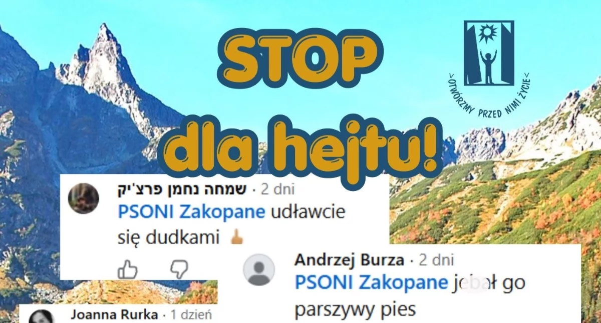 Różne, PSONI Zakopane reaguje obraźliwe komentarze hejtu - zdjęcie, fotografia