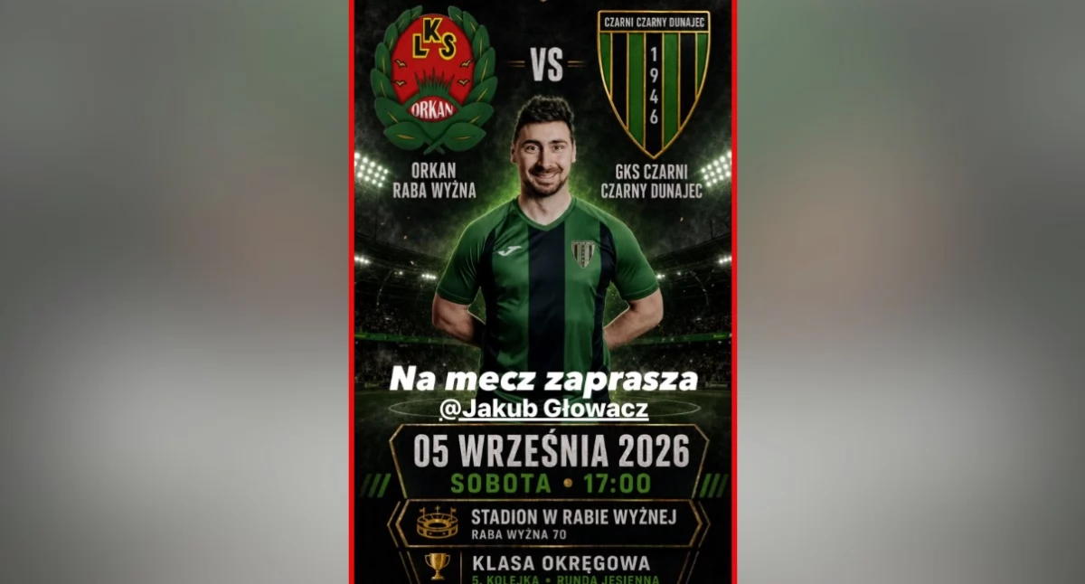Piłka nożna, Czarni Czarny Dunajec jadą punkty sobotę Orkanem - zdjęcie, fotografia