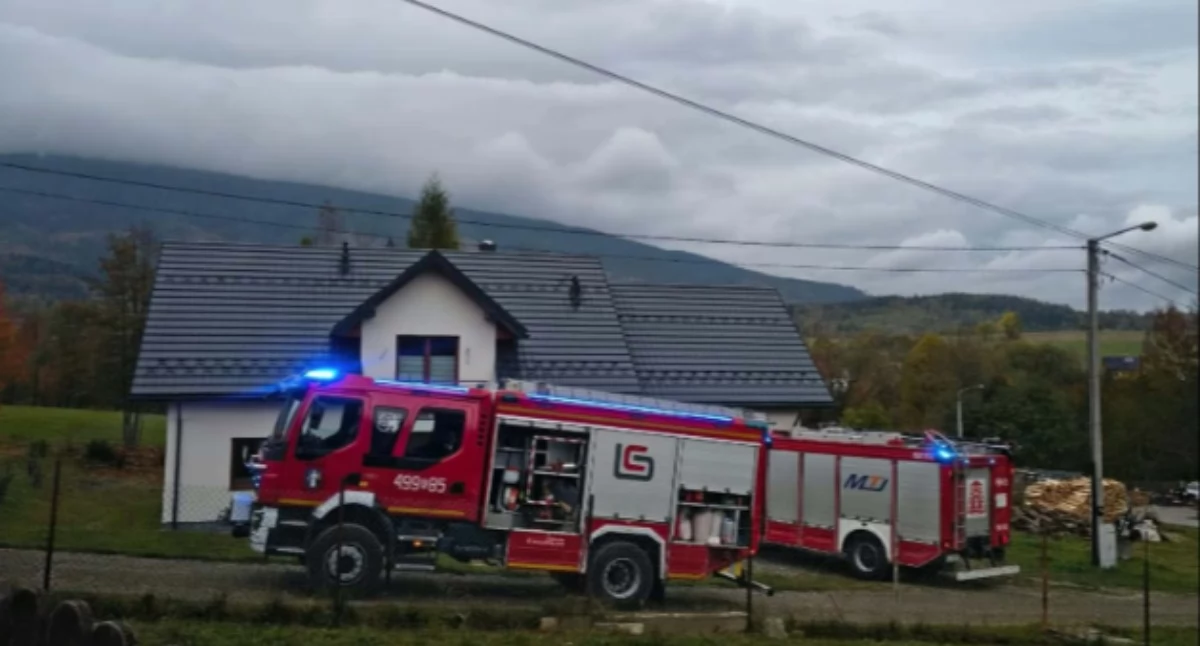 Pożary, Pożar kotłowni Lipnicy Wielkiej  Przywarówce - zdjęcie, fotografia
