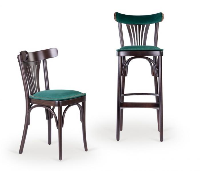 Klasyczne gięte krzesło i hoker barowy