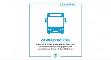 Przystanek Cyrhla wyłączony z obsługi w związku z montażem ładowarki pantografowej