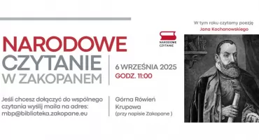Narodowe Czytanie w Zakopanem – poezja Jana Kochanowskiego na Górnej Równi Krupowej