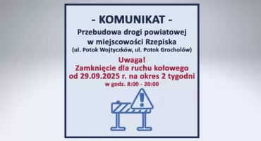 Zamknięcie odcinka drogi powiatowej w Rzepiskach z powodu robót drogowych