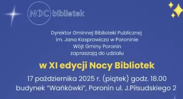 Noc Bibliotek 2025 w Poroninie – zaproszenie na rodzinny wieczór z książką i filmem