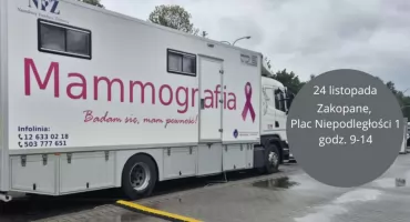 NFZ zaprasza na bezpłatną mammografię – mobilny gabinet w Zakopanem