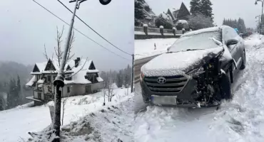 Kolejna kolizja w regionie. Hyundai wypadł z drogi w Bukowinie Tatrzańskiej