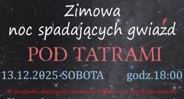 Zimowa noc spadających gwiazd pod Tatrami – maksimum Geminidów już 13 grudnia