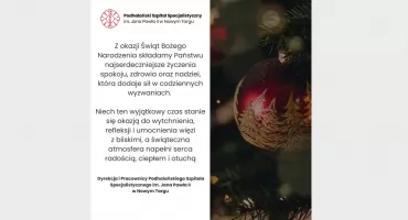 Życzenia od dyrekcji Podhalańskiego Szpitala Specjalistycznego im. Jana Pawła II w Nowym Targu
