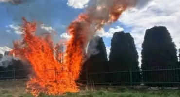 Pożar na cmentarzu w czasie pogrzebu
